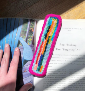 Lindsay Gruetzmacher -- bookmark/bracelet with wool strips