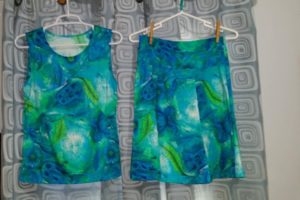 Suzanne Bardouche -- top & skirt from fabric found in swimwear section