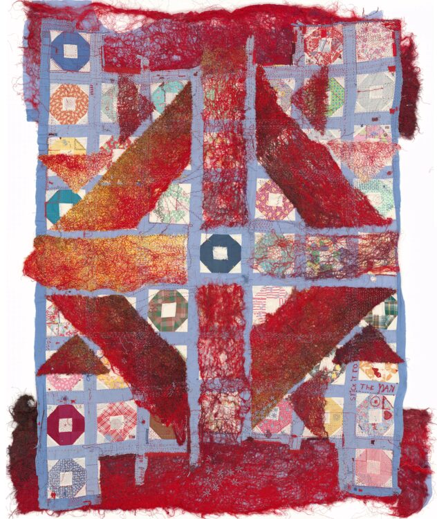 Collective Mending- Mended 1 (red and blue)