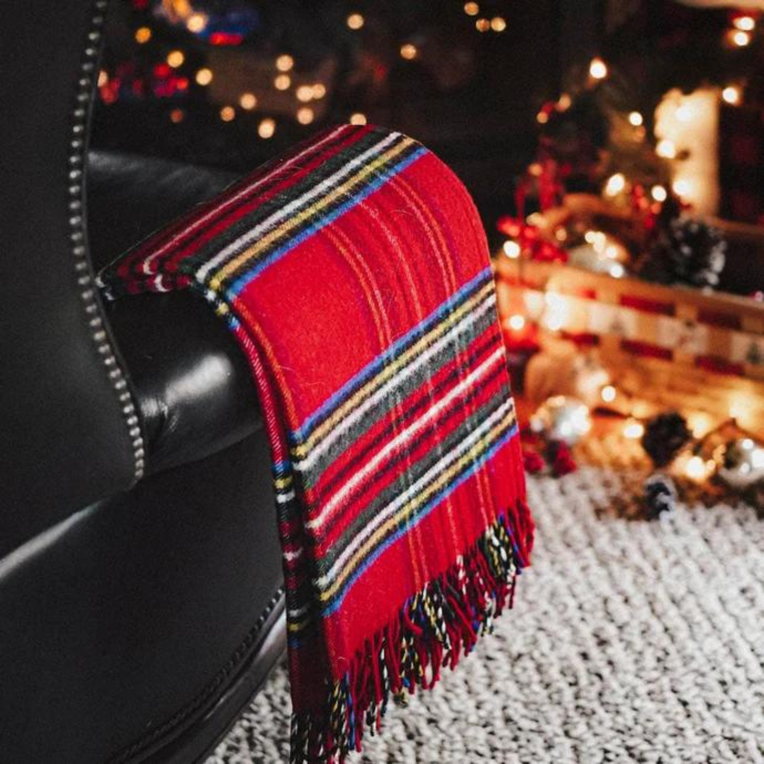 Stewart Plaid Wool Throw Blanket - Image 3
