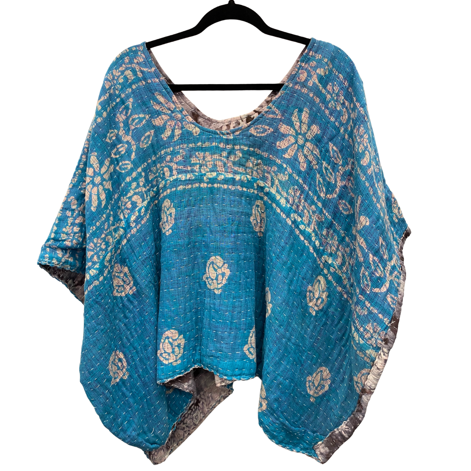 Melissa Alness Reversible Kantha Poncho - Image 2