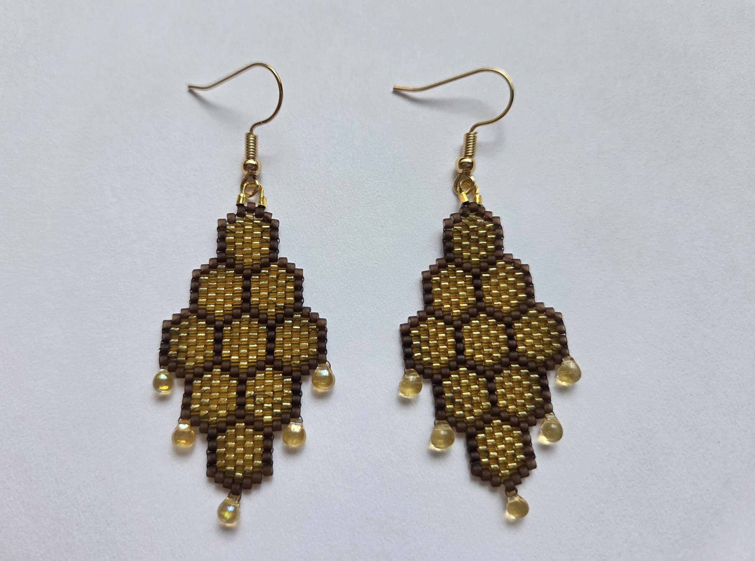 Beaded Peyote Flower Earrings - Image 2
